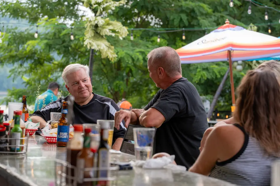 Friends at a terrace table